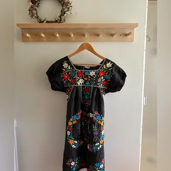 Vintage Mexican Embroidered Mini Dress | Color: Red | Size: S | Wooly_Vintage56's Closet